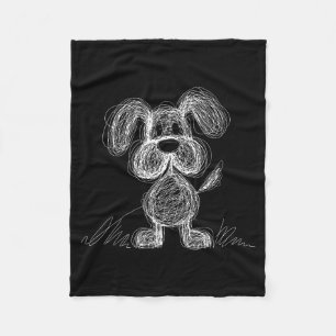 Cute scribble puppy dog doodle cartoon style fleece blanket