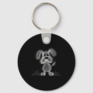 Cute scribble puppy dog doodle cartoon style  key ring