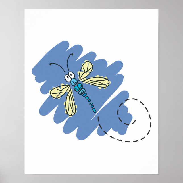 cute scribbles dragonfly poster (Front)