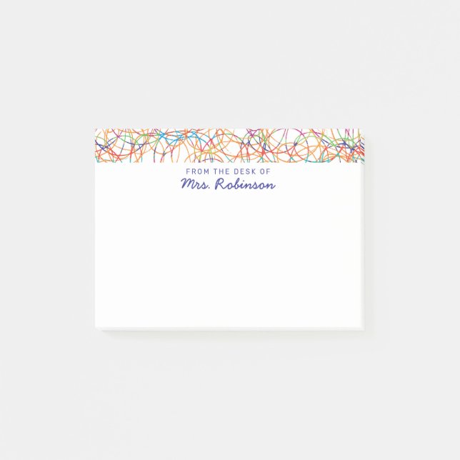 Cute Scribbles Teacher From the Desk of 4x3 Post-it Notes (Front)