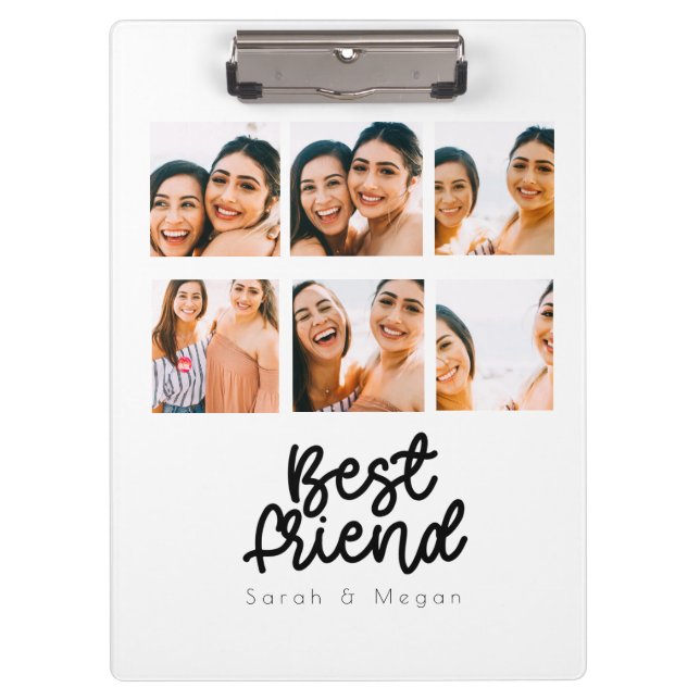 cute script best friend 6 photo collage clipboard (Front)