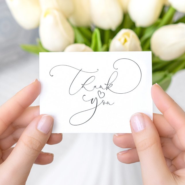 Cute Script Calligraphy Small Heart Thank You Enclosure Card (Creator Uploaded)
