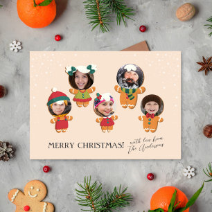Cute Script & Christmas Gingerbread Family Photo Holiday Card