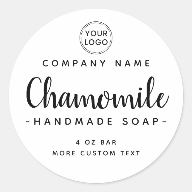Cute script custom logo white product label (Front)