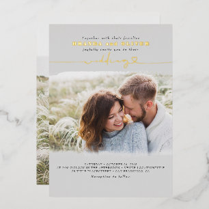Cute Script Elegant Photo Overlay Grey Wedding