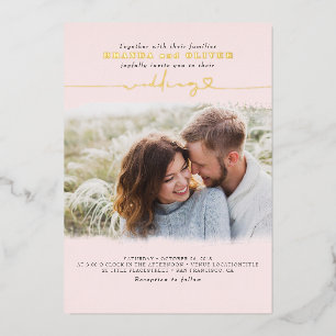 Cute Script Elegant Photo Overlay Pink Wedding