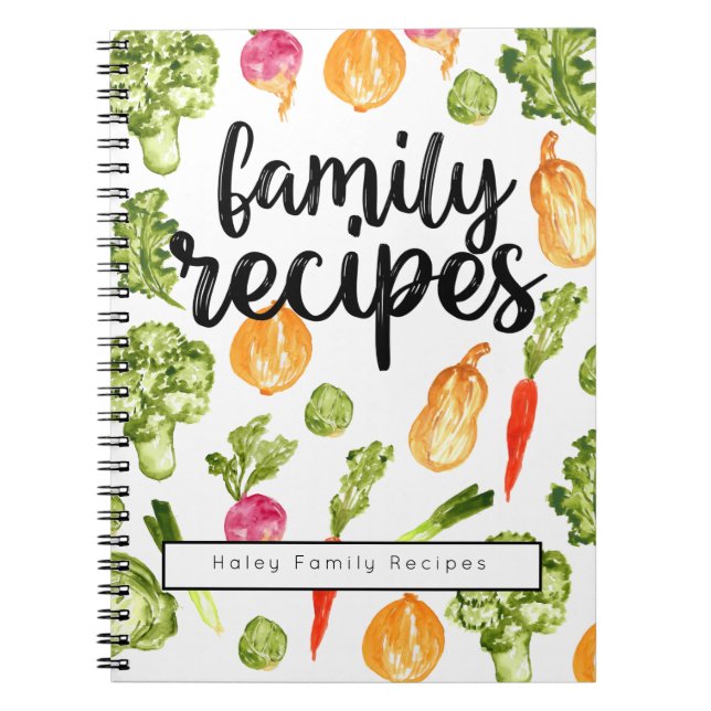 cute script family cookbook recipe Notebook (Front)