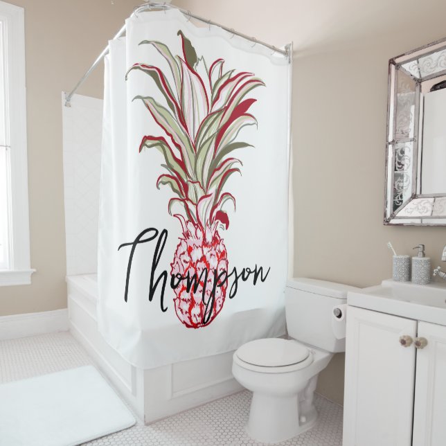 Cute script family last name Attractive pineapple Shower Curtain (In Situ)