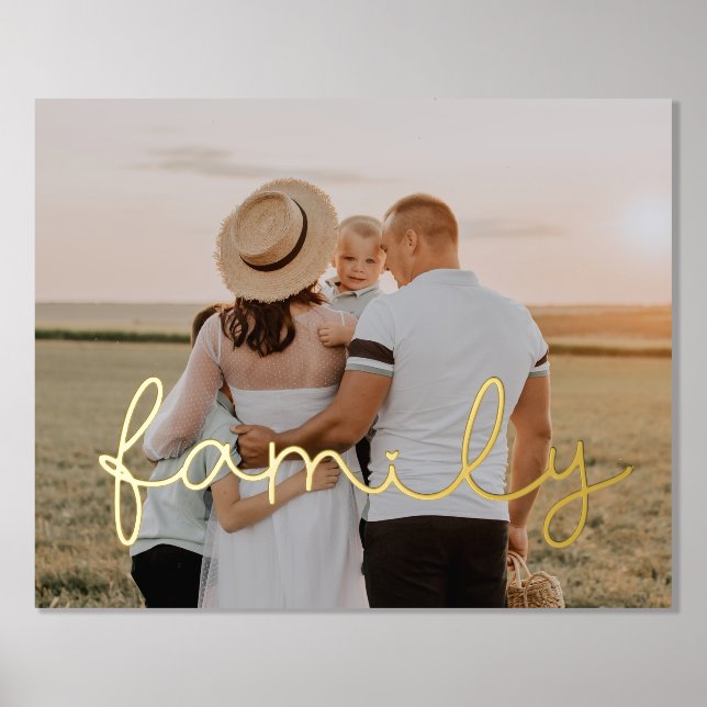 Cute script Family picture gold text overlay Foil Prints (Front)