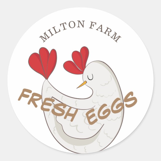 cute script fresh eggs monogram classic round sticker (Front)