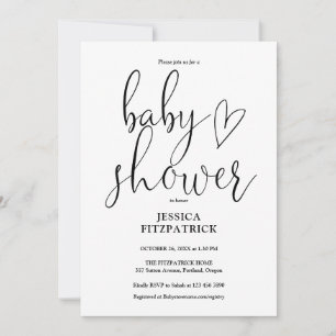 Cute Script Gender Neutral All In One Baby Shower Invitation