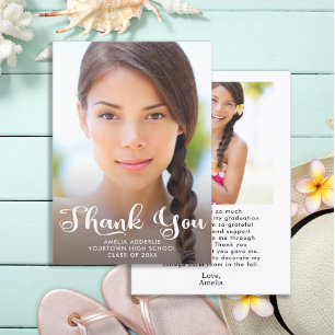 Cute Script Graduation 2 Photo Thank You  Invitation