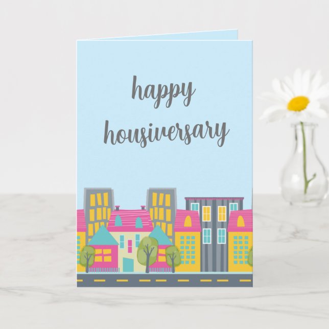 Cute Script Happy Housiversary Realtor Card (Small Plant)