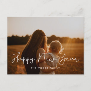 Cute script Happy New Year photo Holiday Postcard