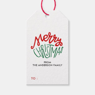 Cute Script Merry Christmas Holiday Gift Tags