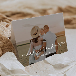 Cute Script Merry Christmas Photo Holiday Card