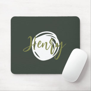 Cute script Monogram smoke green Trendy simple Mouse Mat