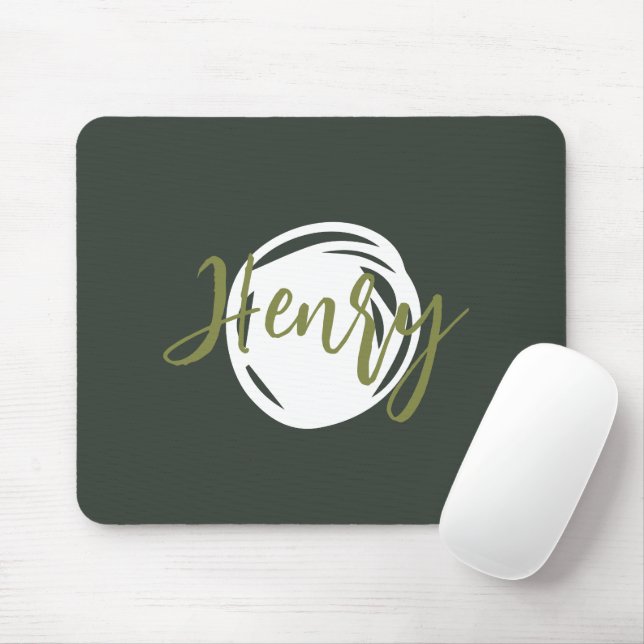 Cute script Monogram smoke green Trendy simple Mouse Mat (With Mouse)