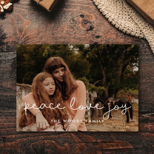 Cute script Peace Love Joy Holiday Postcard