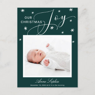 Cute Script Photo Christmas Birth Announcement