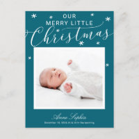 Cute Script Photo Christmas Birth Announcement