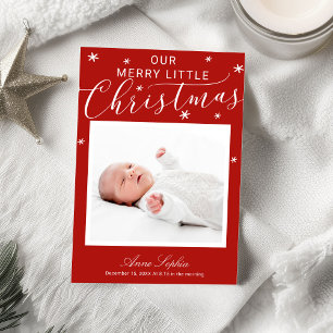 Cute Script Photo Christmas Birth Announcement