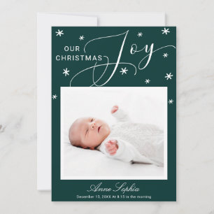 Cute Script Photo Christmas Birth Announcement