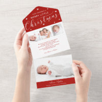 Cute Script Photo Christmas Birth Announcement