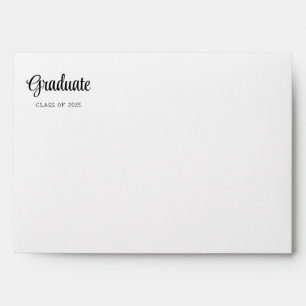 Cute Script Return Address Green Math Graduation Envelope