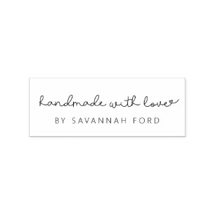 Cute script simple  Handmade with love Rubber Stamp
