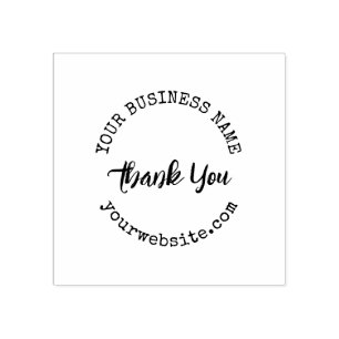 Cute Script   Thank You Business Name Website Rubber Stamp