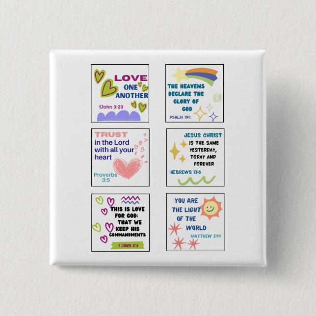 Cute scripture kids memory bible verse  15 cm square badge (Front)