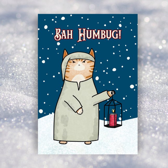 Cute Scrooge Cartoon Cat Christmas Carol Non-Photo Holiday Card (Creator Uploaded)