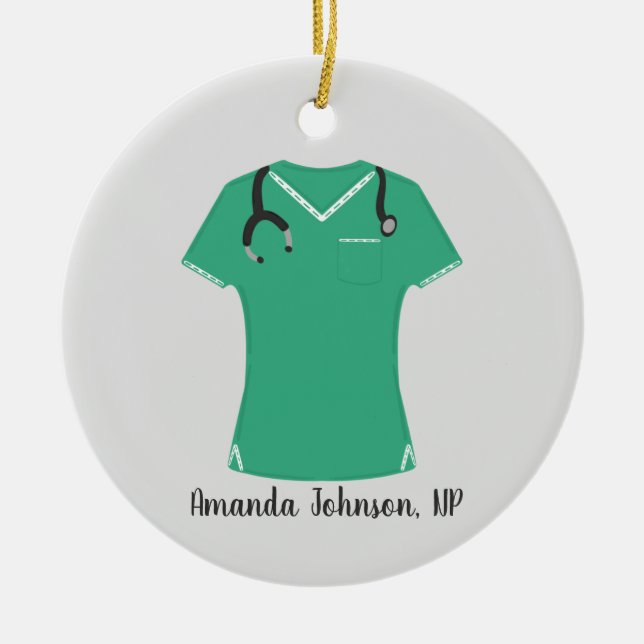 Cute Scrubs Nurse Ceramic Tree Decoration (Front)