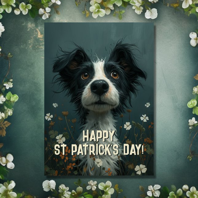 Cute Scruffy Dog and Shamrocks St Patrick's Day Card (Front - Cute Scruffy Dog and Shamrocks St Patrick's Day Card)