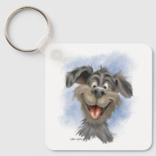 Cute Scruffy Dog Cartoon Key Ring