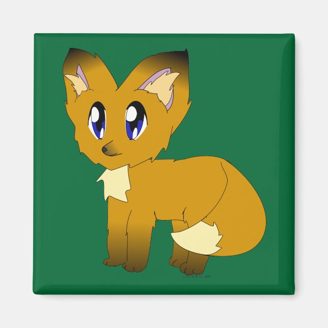 Cute Scruffy Little Fox Magnet (Front)