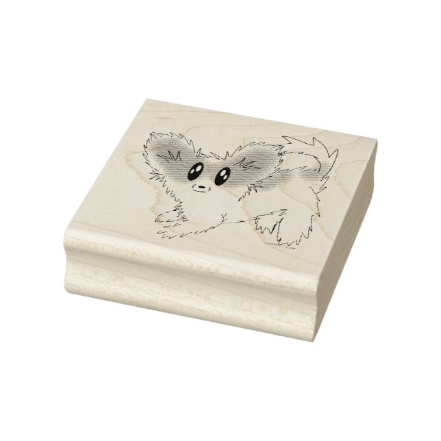 Cute Scruffy Papillon Puppy Dog Rubber Stamp (Stamp)