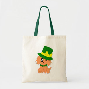 Cute Scruffy St. Patrick's Day Leprechaun Puppy Tote Bag