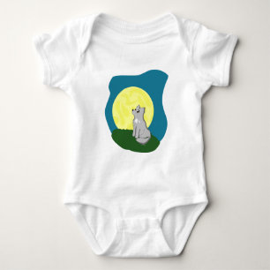 Cute Scruffy Wolf with Moon Baby Bodysuit