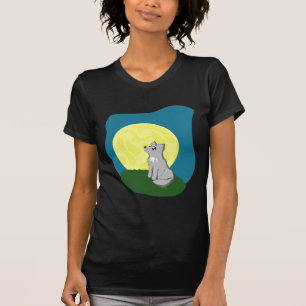 Cute Scruffy Wolf with Moon T-Shirt