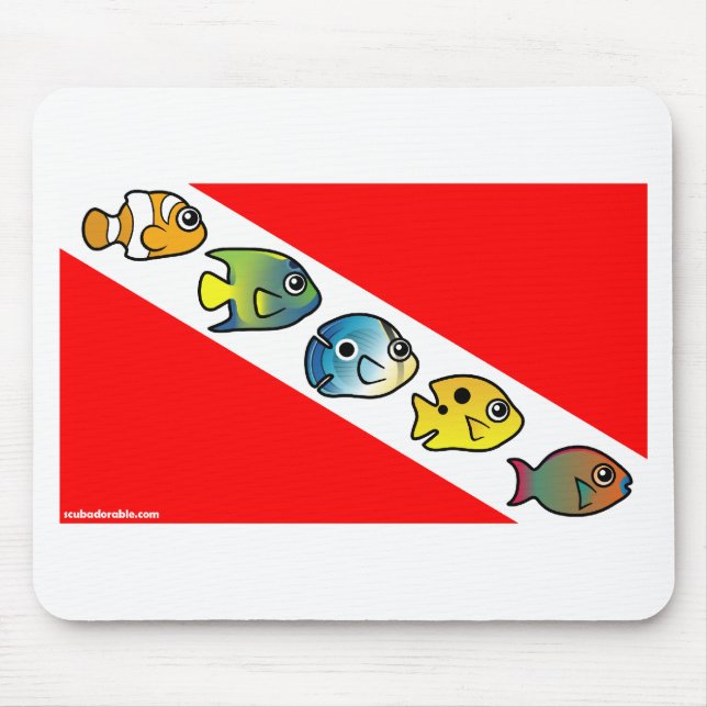 Cute Scubadorable Dive Flag Mouse Mat (Front)