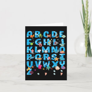 Cute Sea Animals Funny Alphabet Summer Abcs Back T Card