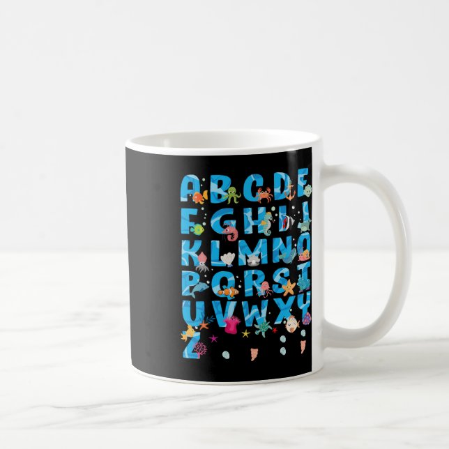 Cute Sea Animals Funny Alphabet Summer Abcs Back T Coffee Mug (Right)