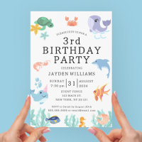 Cute Sea Animals Kids Birthday