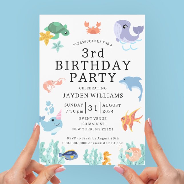 Cute Sea Animals Kids Birthday Invitation (Cute Sea Animals Kids Birthday Invitation
)