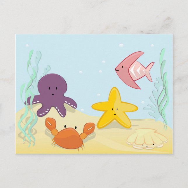 Cute sea animals postcard (Front)