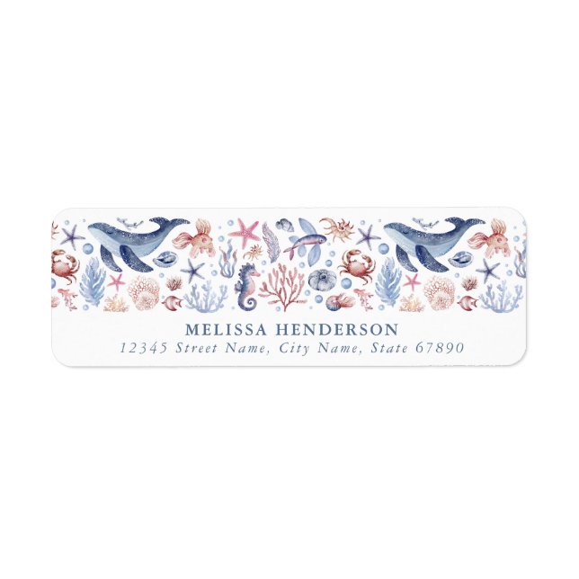 Cute Sea Animals Return Address Labels (Front)