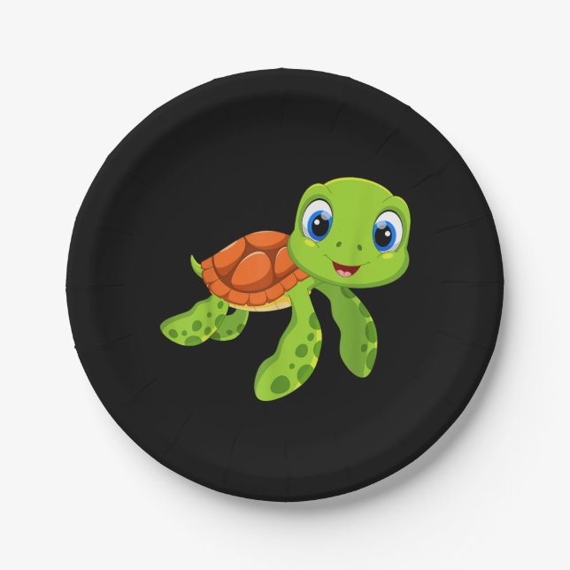 Cute Sea Baby Turtle Gift Paper Plate (Front)