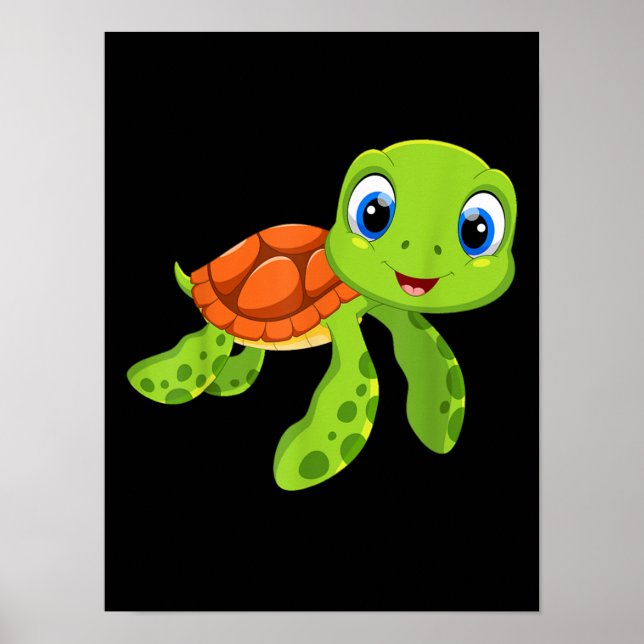 Cute Sea Baby Turtle Gift Poster (Front)
